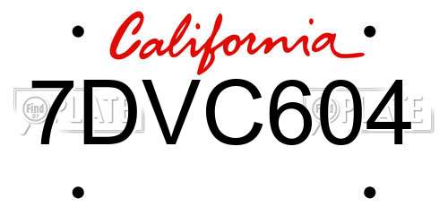 7DVC604 California License Plate