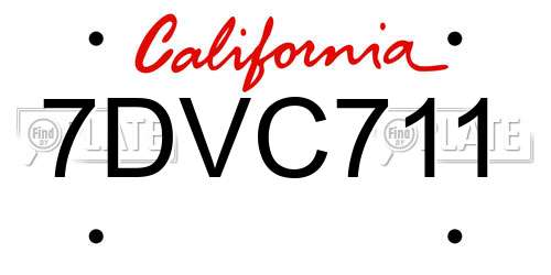 7DVC711 California License Plate