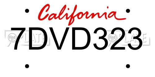 7DVD323 California License Plate