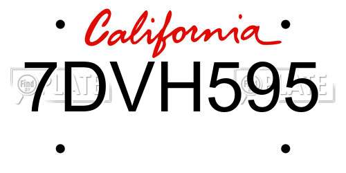 7DVH595 California License Plate
