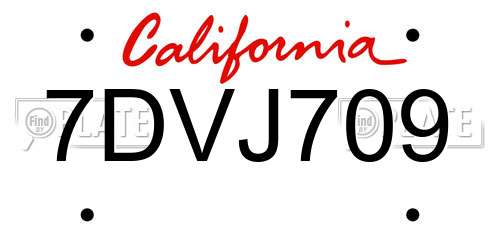 7DVJ709 California License Plate