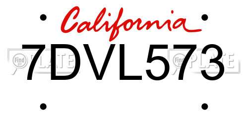 7DVL573 California License Plate