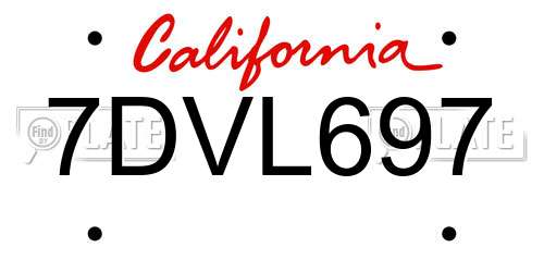 7DVL697 California License Plate