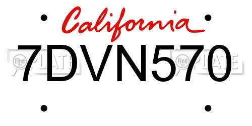 7DVN570 California License Plate