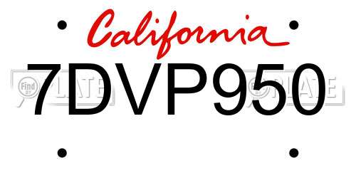 7DVP950 California License Plate