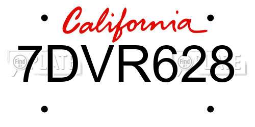 7DVR628 California License Plate