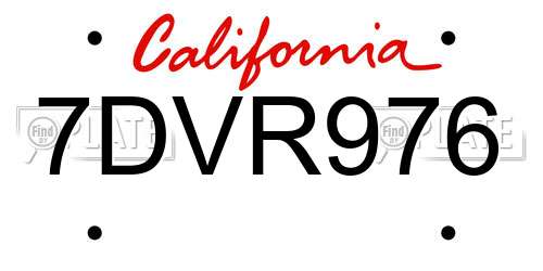 7DVR976 California License Plate