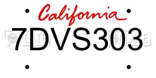 7DVS303 California License Plate
