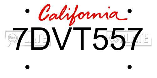 7DVT557 California License Plate