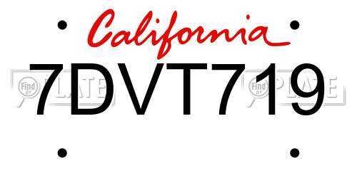 7DVT719 California License Plate