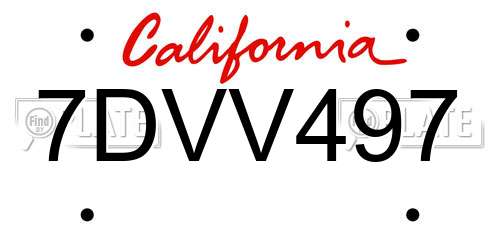 7DVV497 California License Plate