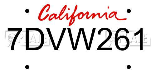 7DVW261 California License Plate