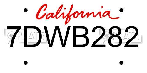 7DWB282 California License Plate
