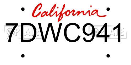 7DWC941 California License Plate