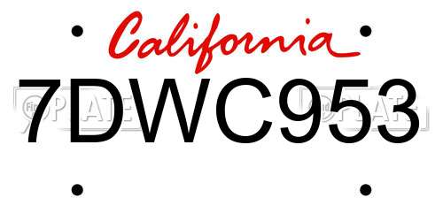 7DWC953 California License Plate