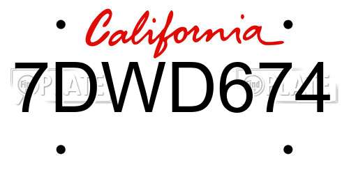 7DWD674 California License Plate