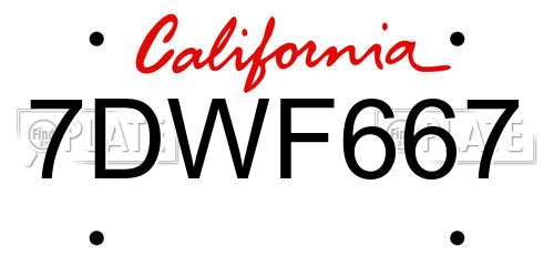 7DWF667 California License Plate