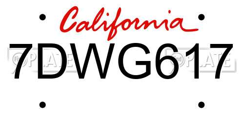 7DWG617 California License Plate