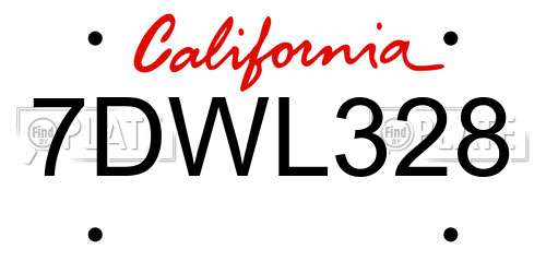 7DWL328 California License Plate