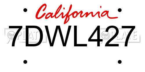 7DWL427 California License Plate