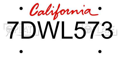7DWL573 California License Plate