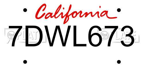 7DWL673 California License Plate