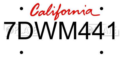 7DWM441 California License Plate