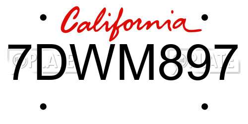 7DWM897 California License Plate