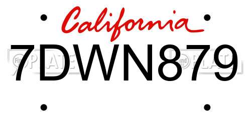 7DWN879 California License Plate