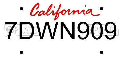 7DWN909 California License Plate