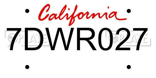 7DWR027 California License Plate
