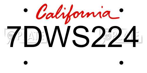 7DWS224 California License Plate