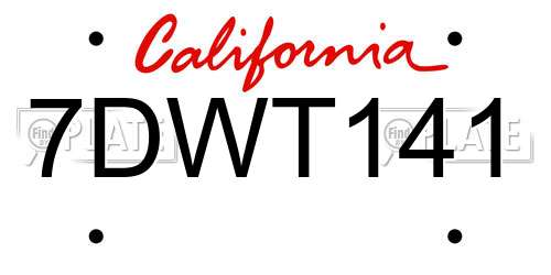 7DWT141 California License Plate