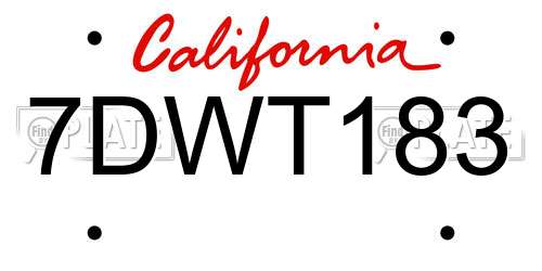 7DWT183 California License Plate