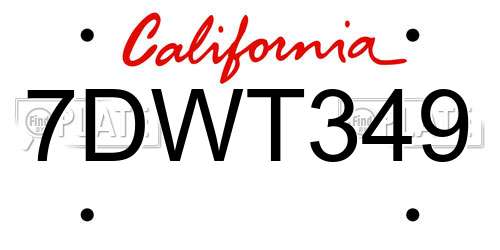 7DWT349 California License Plate