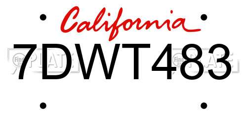 7DWT483 California License Plate