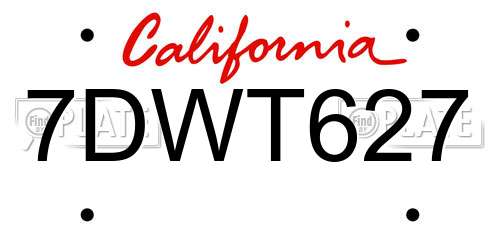 7DWT627 California License Plate