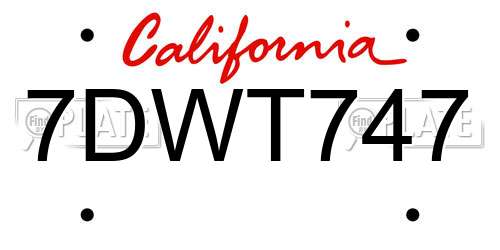 7DWT747 California License Plate