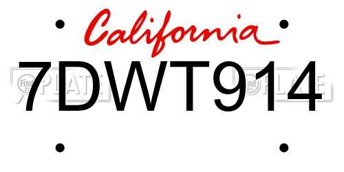 7DWT914 California License Plate