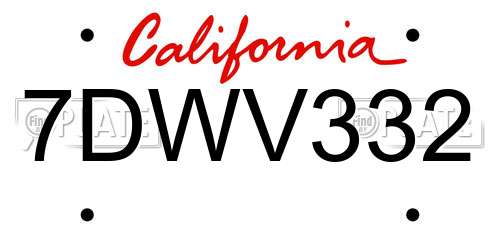 7DWV332 California License Plate