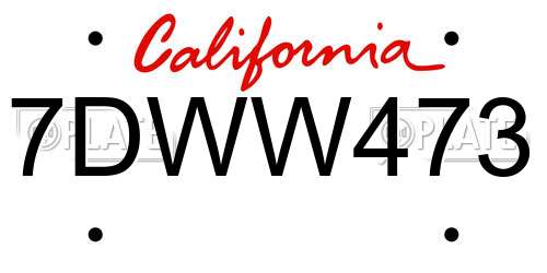 7DWW473 California License Plate