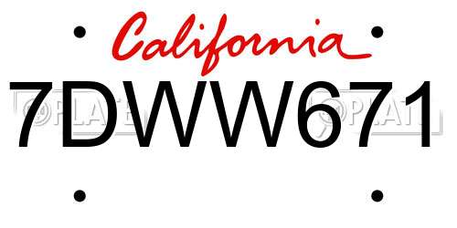 7DWW671 California License Plate