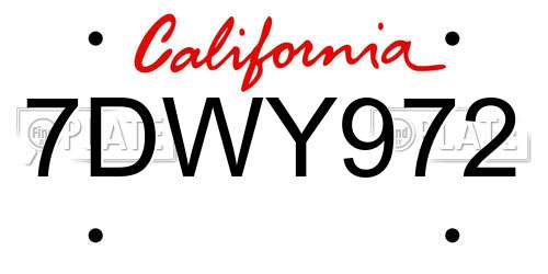 7DWY972 California License Plate