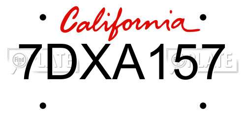 7DXA157 California License Plate