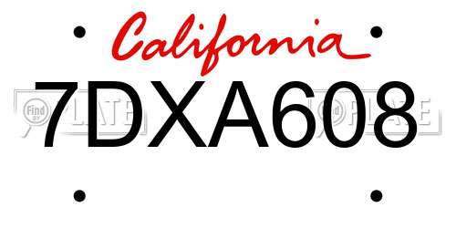 7DXA608 California License Plate