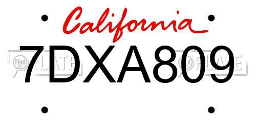 7DXA809 California License Plate