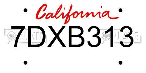 7DXB313 California License Plate