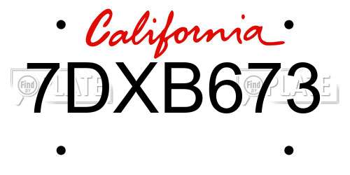 7DXB673 California License Plate