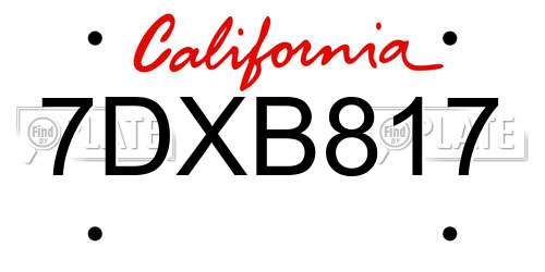 7DXB817 California License Plate