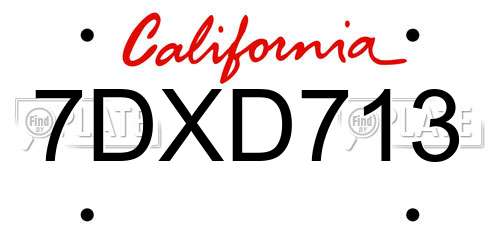7DXD713 California License Plate